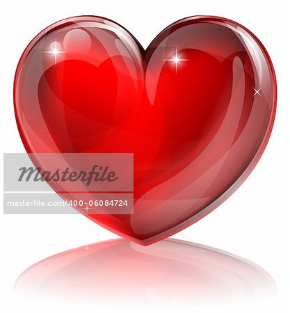 An illustration of a bright shiny red heart shaped symbol