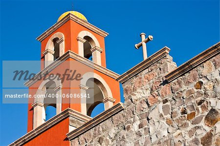 Detail of a Mexican church, brilliant colours