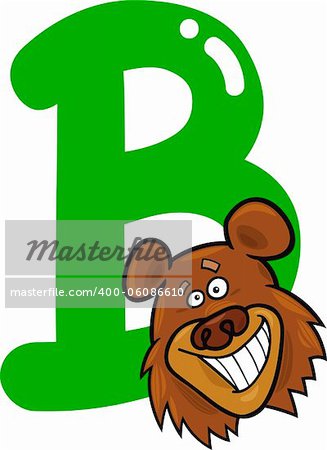 cartoon illustration of B letter for bear