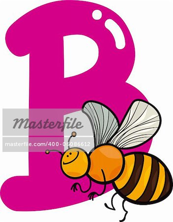 cartoon illustration of B letter for bee