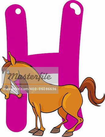 cartoon illustration of H letter for horse