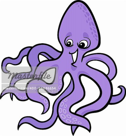 cartoon illustration of octopus isolated on white