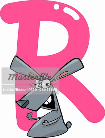 cartoon illustration of R letter for rabbit