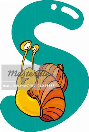 cartoon illustration of S letter for snail