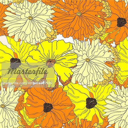 Seamless wallpaper with yellow flowers