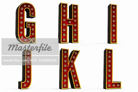 Alphabet Set - Part 2 with lights turned off including clipping paths for each letter