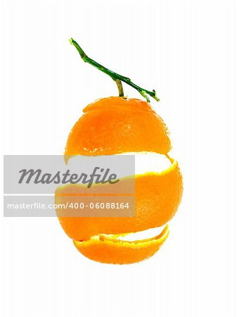 Peel of an orange isolated on white background