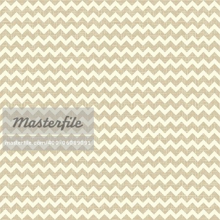 Seamless chevron pattern on linen canvas background. Vintage rustic burlap zigzag