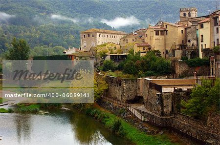Landscape of medieval town of Besalu, Catalonia. Spain