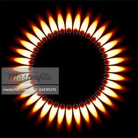 Red Gas Flame. Illustration on black background