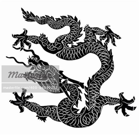 Black dragon isolated. Vector illustration