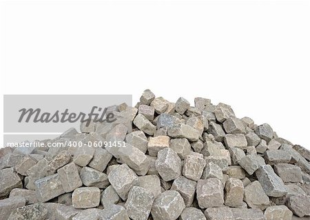 Cobblestones on white background