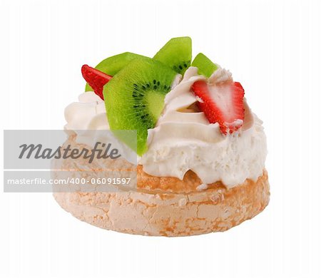 famous Australian Pavlova dessert  with strawberries and kiwi