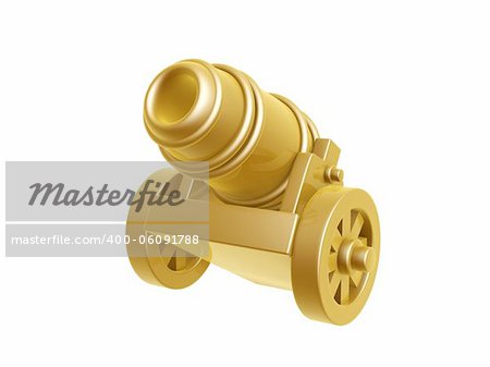 golden cannon of war isolated on white background