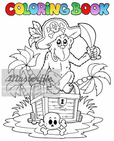 Coloring book with pirate theme 3 - vector illustration.