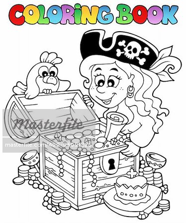Coloring book with pirate theme 5 - vector illustration.