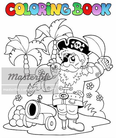 Coloring book with pirate theme 6 - vector illustration.