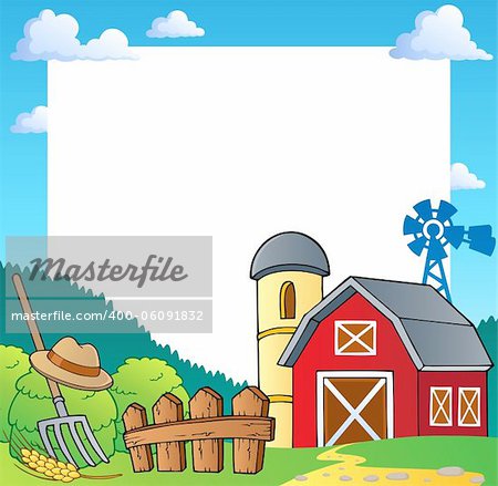 Farm theme frame 1 - vector illustration.