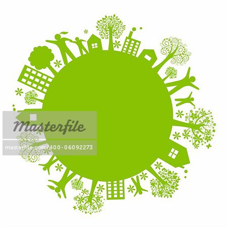 Green Eco Earth, Isolated On White Background, Vector Illustration