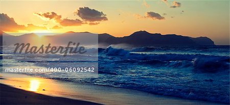 Panoramic view from the coast of Aspra (Sicily). In the distance one can see the coast of Palermo.