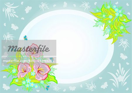 Illustration of abstract flowers in frame with background