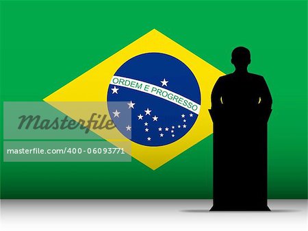Vector - Brazilian  Speech Tribune Silhouette with Flag Background