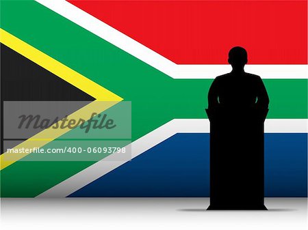 Vector - South Africa  Speech Tribune Silhouette with Flag Background