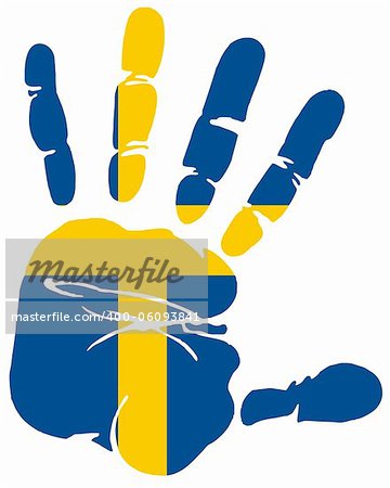 Handprint of flag of Sweden