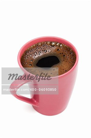 pink mug from coffee on a white background