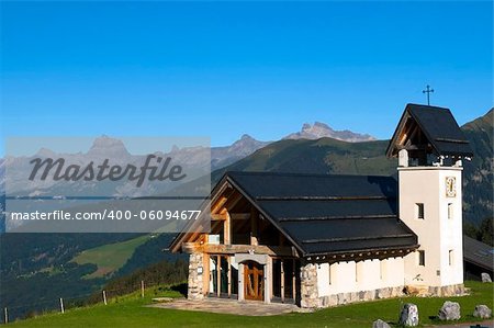 beautiful chapel in the mountains of Switzerland