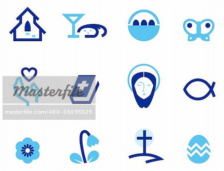 Stylized easter and christian icons. Vector