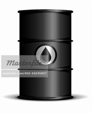 illustration of a black barrel with an oil label