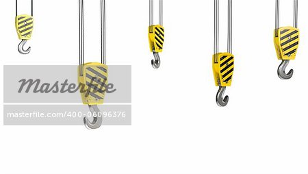 Few crane hooks, isolated on white background