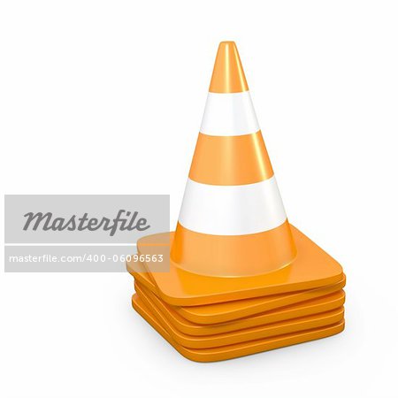 Stack of road cones, isolated on white background