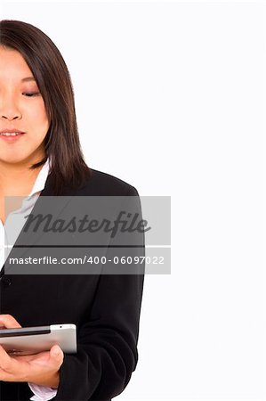 asian businesswoman with tablet