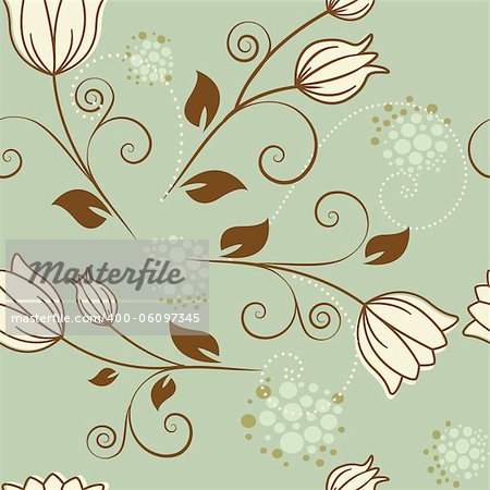 seamless pattern with flowers on green background