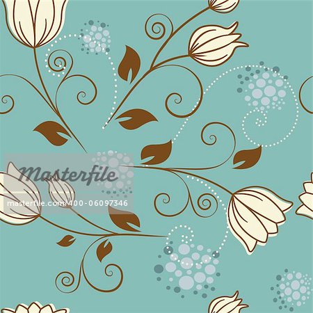 seamless pattern with flowers on a blue background
