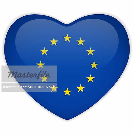 Vector - Europe Flag Heart Glossy Button