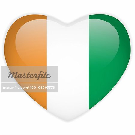 Vector - Ireland Flag Heart Glossy Button