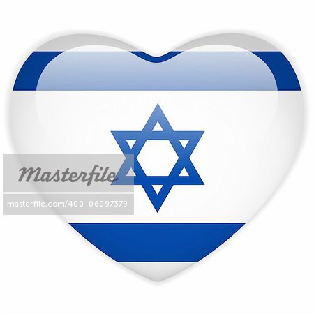 Vector - Israel Flag Heart Glossy Button