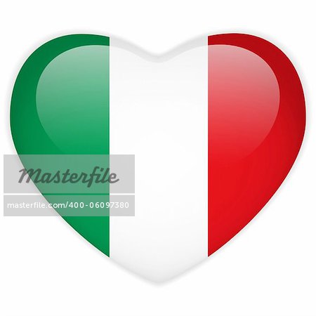 Vector - Italy Flag Heart Glossy Button