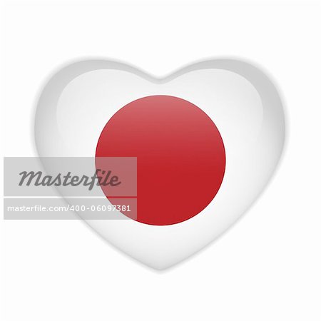 Vector - Japan Flag Heart Glossy Button