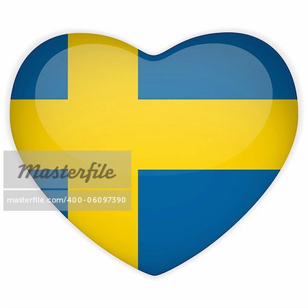 Vector - Sweden Flag Heart Glossy Button