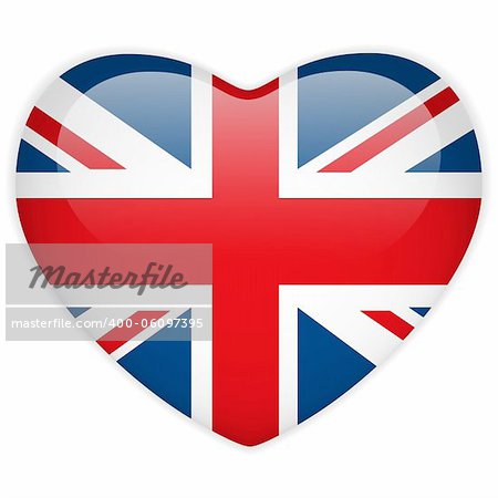 Vector - United Kingdom Flag Heart Glossy Button