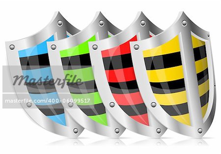 Collect Shield Security Warning Markings, vector illustration