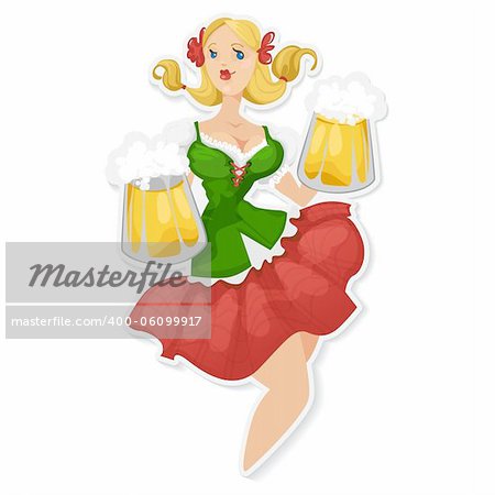 October fest blond girl with beer vector