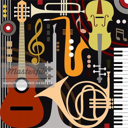 Abstract colored music instruments, full scalable vector graphic, change the colors as you like.