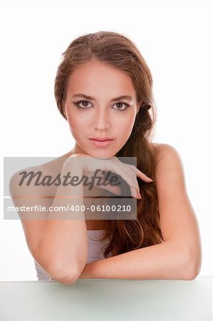 hi key beauty portrait of a young female face