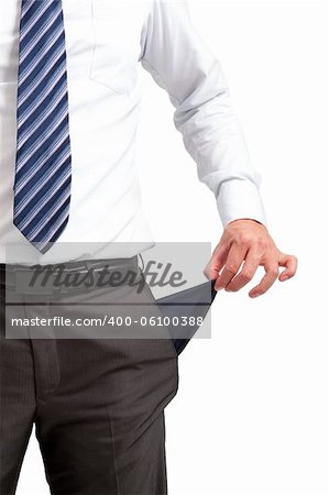 businessman pulling out  empty pocket