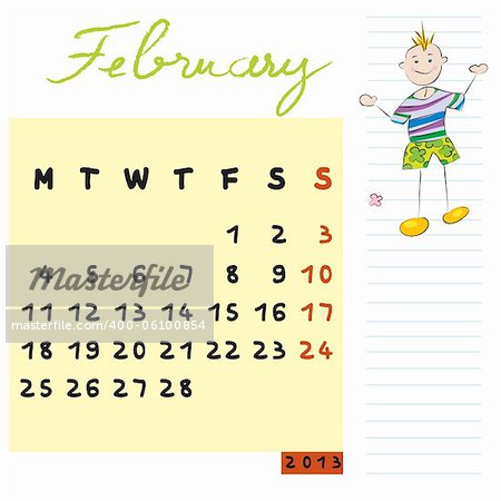 february 2013, calendar design with the open-minded student profile for international schools